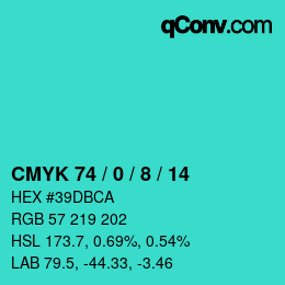 颜色代码: CMYK 74 / 0 / 8 / 14 | qconv.com