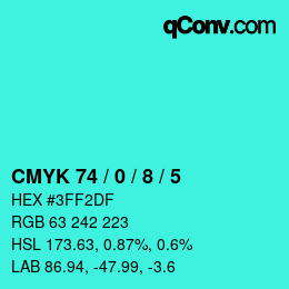 Color code: CMYK 74 / 0 / 8 / 5 | qconv.com