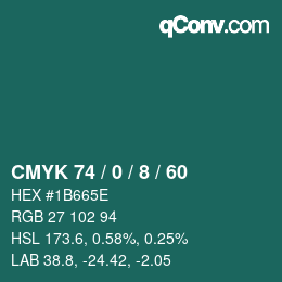 カラーコード: CMYK 74 / 0 / 8 / 60 | qconv.com
