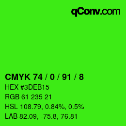 Color code: CMYK 74 / 0 / 91 / 8 | qconv.com