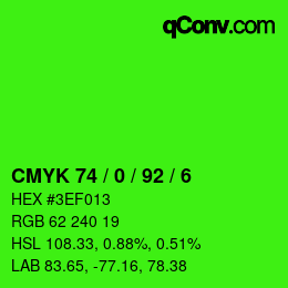 カラーコード: CMYK 74 / 0 / 92 / 6 | qconv.com