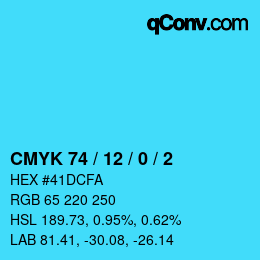 Color code: CMYK 74 / 12 / 0 / 2 | qconv.com