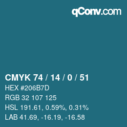 Código de color: CMYK 74 / 14 / 0 / 51 | qconv.com