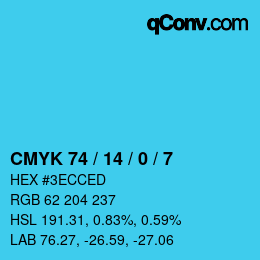 Color code: CMYK 74 / 14 / 0 / 7 | qconv.com