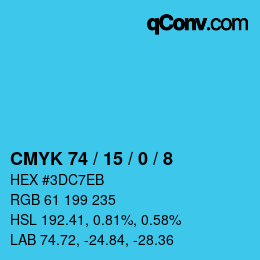 Color code: CMYK 74 / 15 / 0 / 8 | qconv.com