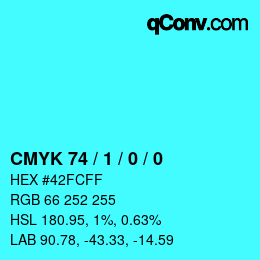 カラーコード: CMYK 74 / 1 / 0 / 0 | qconv.com