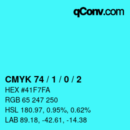 カラーコード: CMYK 74 / 1 / 0 / 2 | qconv.com