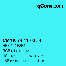 颜色代码: CMYK 74 / 1 / 0 / 4 | qconv.com