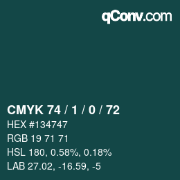 颜色代码: CMYK 74 / 1 / 0 / 72 | qconv.com