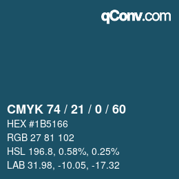 颜色代码: CMYK 74 / 21 / 0 / 60 | qconv.com