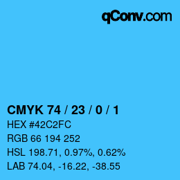 颜色代码: CMYK 74 / 23 / 0 / 1 | qconv.com