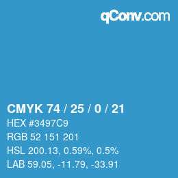 Color code: CMYK 74 / 25 / 0 / 21 | qconv.com