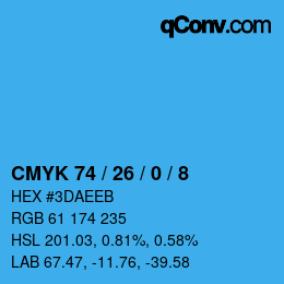 颜色代码: CMYK 74 / 26 / 0 / 8 | qconv.com
