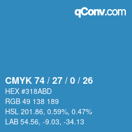 Color code: CMYK 74 / 27 / 0 / 26 | qconv.com