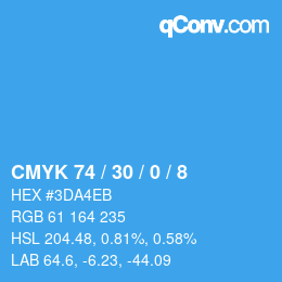 カラーコード: CMYK 74 / 30 / 0 / 8 | qconv.com
