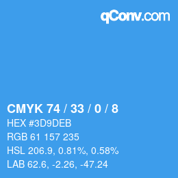 カラーコード: CMYK 74 / 33 / 0 / 8 | qconv.com