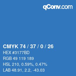Color code: CMYK 74 / 37 / 0 / 26 | qconv.com