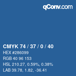 颜色代码: CMYK 74 / 37 / 0 / 40 | qconv.com
