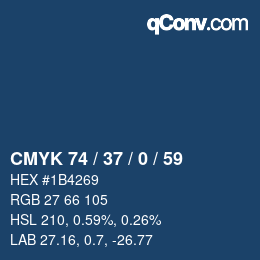Color code: CMYK 74 / 37 / 0 / 59 | qconv.com