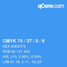 Color code: CMYK 74 / 37 / 0 / 6 | qconv.com
