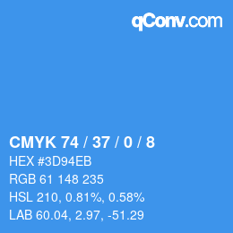 颜色代码: CMYK 74 / 37 / 0 / 8 | qconv.com