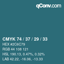 Color code: CMYK 74 / 37 / 29 / 33 | qconv.com