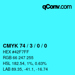 Color code: CMYK 74 / 3 / 0 / 0 | qconv.com