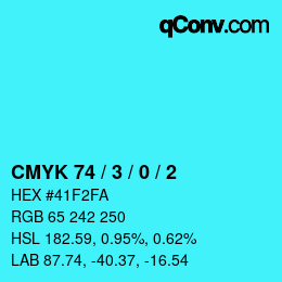 カラーコード: CMYK 74 / 3 / 0 / 2 | qconv.com