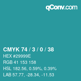 Farbcode: CMYK 74 / 3 / 0 / 38 | qconv.com