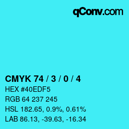 カラーコード: CMYK 74 / 3 / 0 / 4 | qconv.com