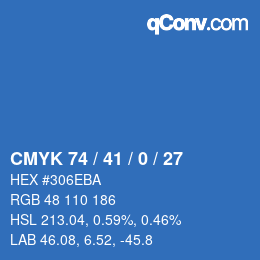 颜色代码: CMYK 74 / 41 / 0 / 27 | qconv.com