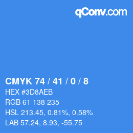 カラーコード: CMYK 74 / 41 / 0 / 8 | qconv.com