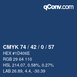 Color code: CMYK 74 / 42 / 0 / 57 | qconv.com