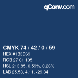 カラーコード: CMYK 74 / 42 / 0 / 59 | qconv.com