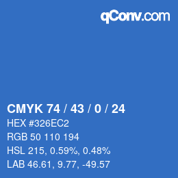 颜色代码: CMYK 74 / 43 / 0 / 24 | qconv.com