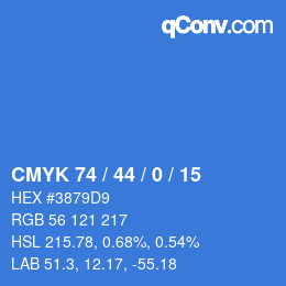 Código de color: CMYK 74 / 44 / 0 / 15 | qconv.com