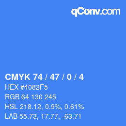 カラーコード: CMYK 74 / 47 / 0 / 4 | qconv.com