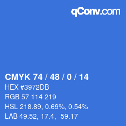 Color code: CMYK 74 / 48 / 0 / 14 | qconv.com