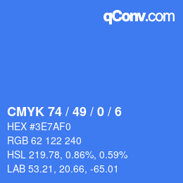 Farbcode: CMYK 74 / 49 / 0 / 6 | qconv.com