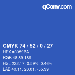 Color code: CMYK 74 / 52 / 0 / 27 | qconv.com