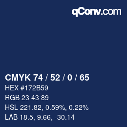 Color code: CMYK 74 / 52 / 0 / 65 | qconv.com