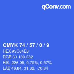 Código de color: CMYK 74 / 57 / 0 / 9 | qconv.com