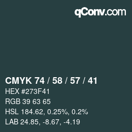 Color code: CMYK 74 / 58 / 57 / 41 | qconv.com