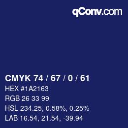 Color code: CMYK 74 / 67 / 0 / 61 | qconv.com