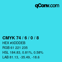 Color code: CMYK 74 / 6 / 0 / 8 | qconv.com