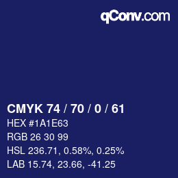 カラーコード: CMYK 74 / 70 / 0 / 61 | qconv.com