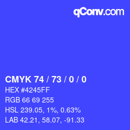 Código de color: CMYK 74 / 73 / 0 / 0 | qconv.com