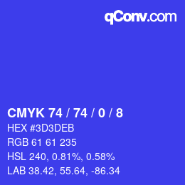カラーコード: CMYK 74 / 74 / 0 / 8 | qconv.com