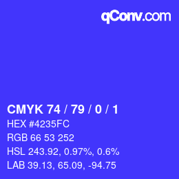 Color code: CMYK 74 / 79 / 0 / 1 | qconv.com