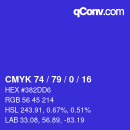 颜色代码: CMYK 74 / 79 / 0 / 16 | qconv.com